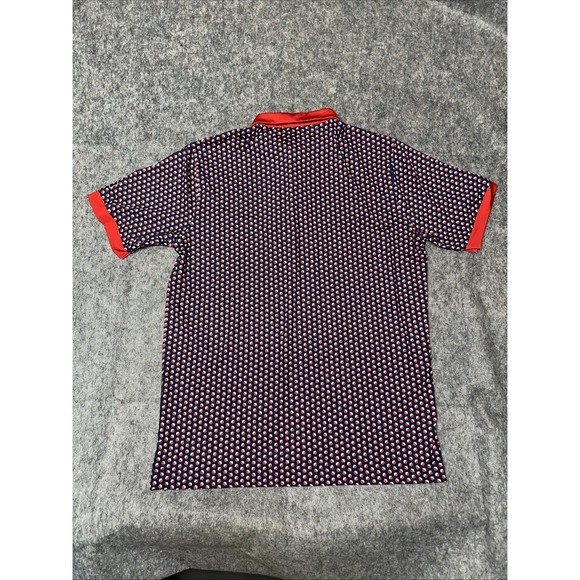 Waggle Mens Bobby Golf Polo Size XL with all over Red Bobbers print Blue-(005-6) - Picture 6 of 6